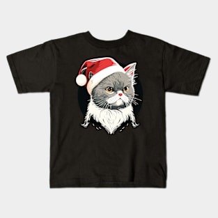 Cute Ugly Christmas Cat Gift Funny Cat Christmas Kids T-Shirt